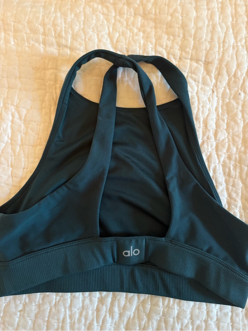 ALO Yoga High-Neck Sports Bralette in Deep Teal - Picture 2 of 3